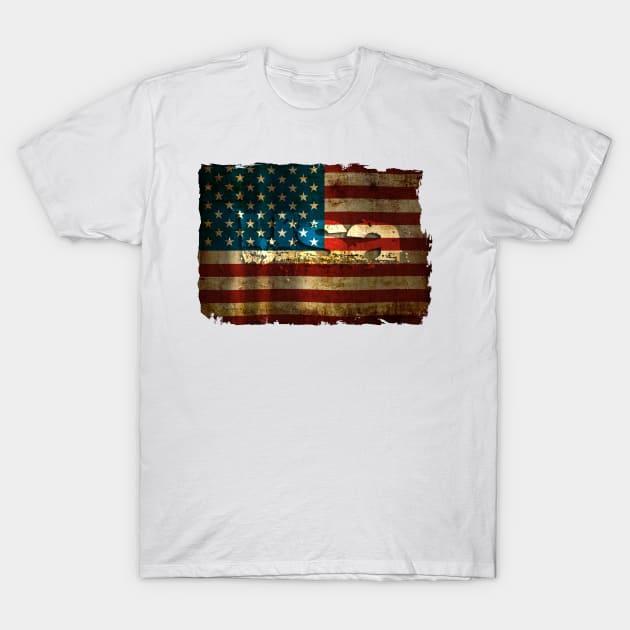 USA / Grunged Flag T-Shirt by pASob